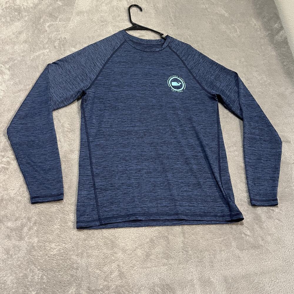 Vineyard Vines Shirt Mens Small Blue Performance Long Sleeve Whale Logo Outdoors